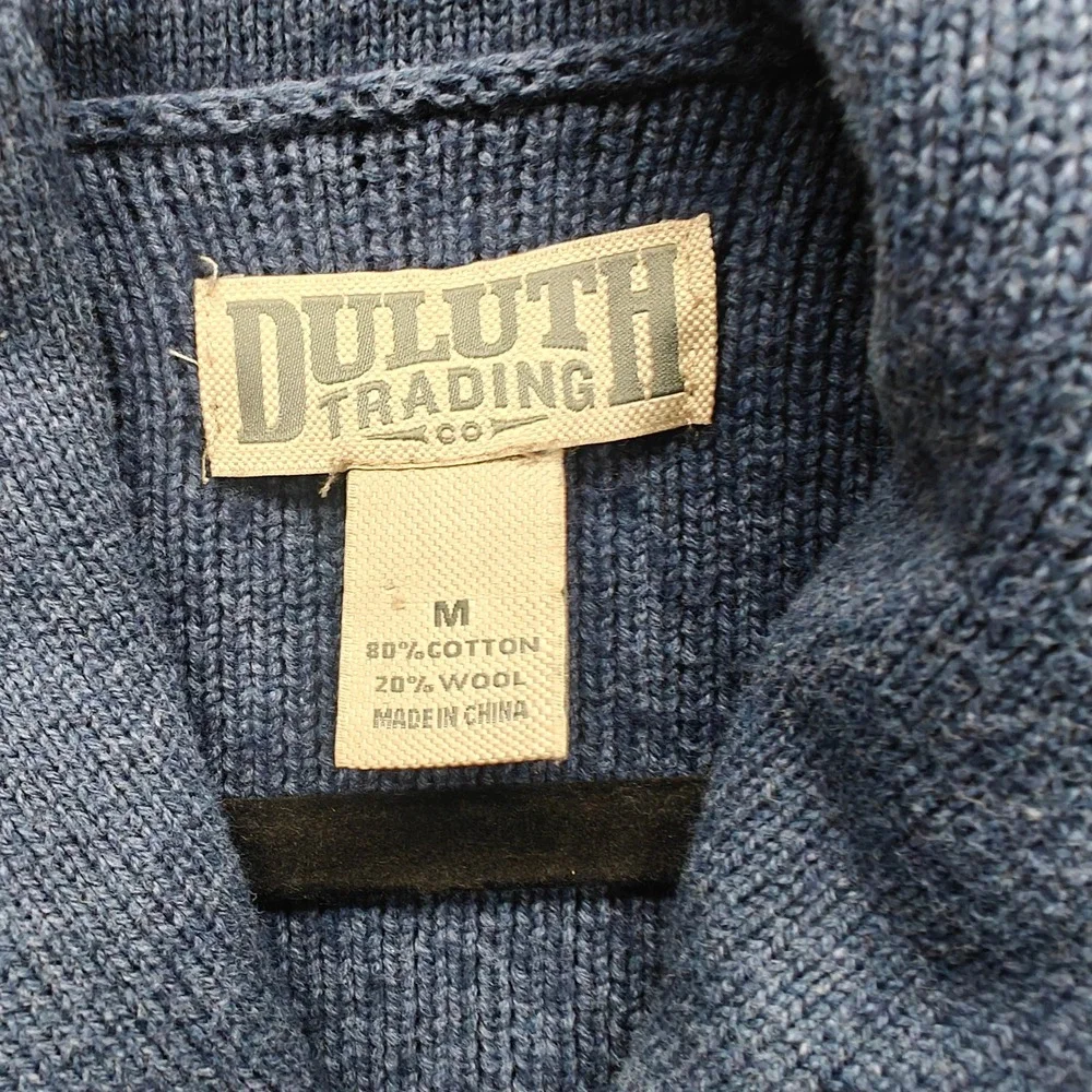 Duluth Trading Shawl Collar Sweater Mens M Ribbed Cotton Wool Blend Fisherman